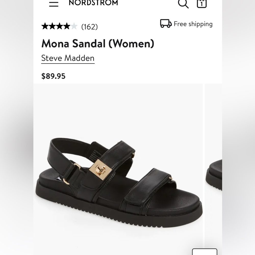 Steve Madden Mona Sandals Black Leather